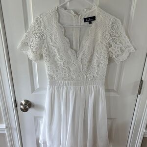 Lulu's Ivory Lace Mini Dress